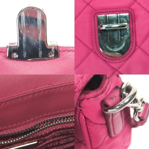 PRADA Tessuto Impunto Crossbody Shoulder Bag - Ibisco Pink - Picture 12 of 16